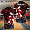 BlueJose Bowling & Pins Wolf Crimson Howl: Strike Night Customized Name, Team Name 3D Shirt (4 Colors)