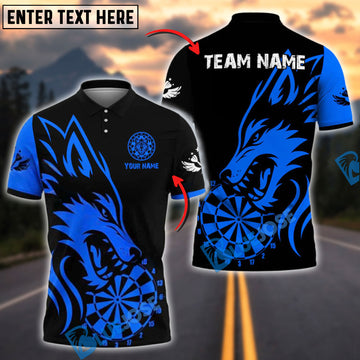BlueJose Darts Wild Wolf Bold Style Personalized Name, Team Name Shirt (4 Colors)