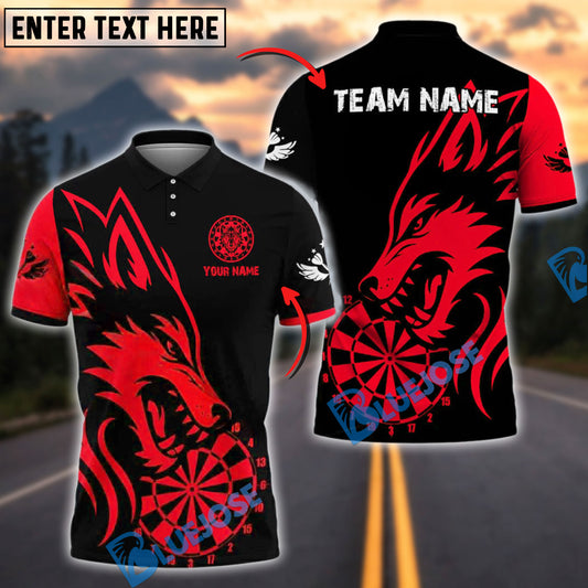 BlueJose Darts Wild Wolf Bold Style Personalized Name, Team Name Shirt (4 Colors)