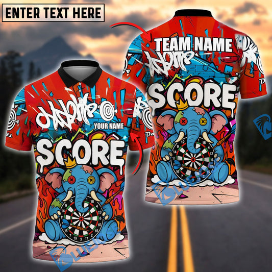 BlueJose Darts Graffiti Elephant Crown Style Personalized Name, Team Name Shirt (4 Colors)
