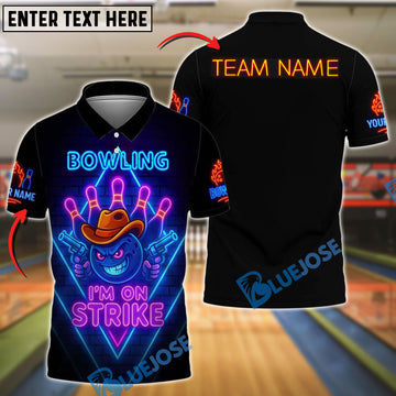 BlueJose Bowling Neon Cowboy Strike Personalized Name, Team Name Unisex Shirt