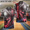 BlueJose Bowling Skull Flame Customized Name, Team Name 3D Shirt (4 Colors)