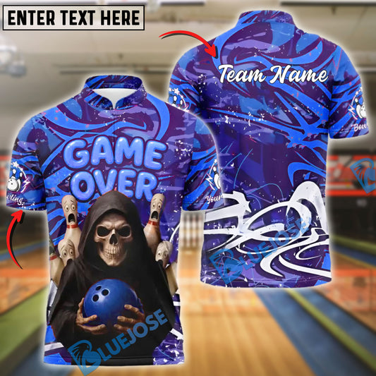 BlueJose Bowling Grim Reaper Game Over Customized Name, Team Name 3D Shirt (4 Colors)