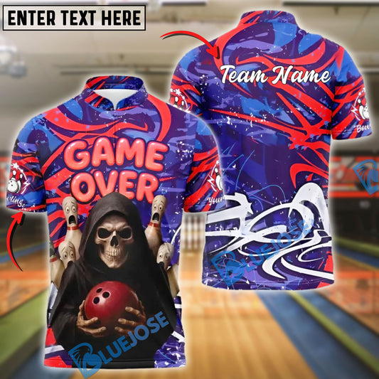 BlueJose Bowling Grim Reaper Game Over Customized Name, Team Name 3D Shirt (4 Colors)