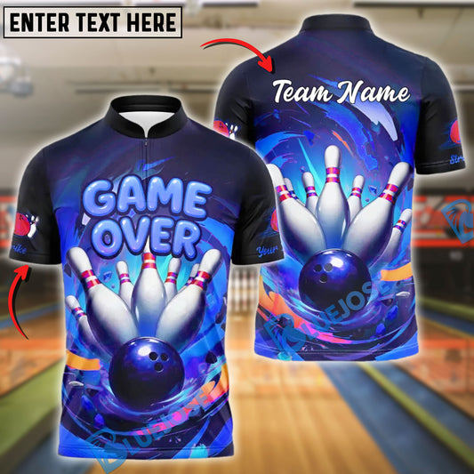 BlueJose Bowling Blast Game Over Customized Name, Team Name 3D Shirt (4 Colors)
