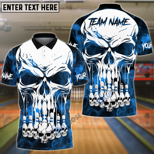 BlueJoses Bowling And Pins Haunted Skull Multicolor Customized Name 3D Shirt ( 4 Colors )