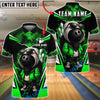 BlueJose Bowling Streetwear Cartoon Ball With Pins Design Customized Name, Team Name 3D Shirt (4 Colors)