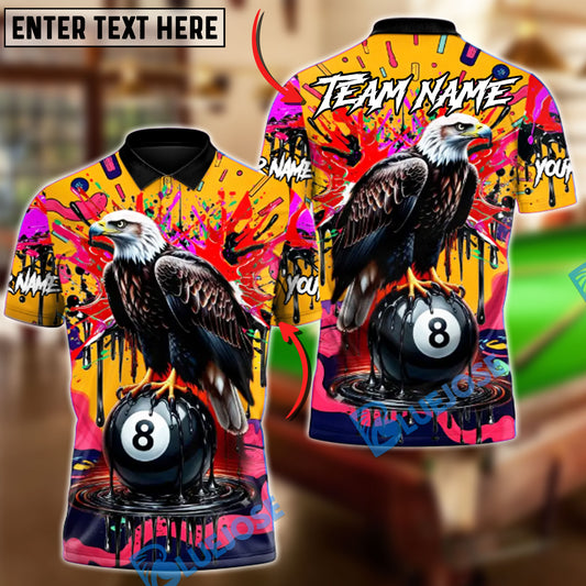 BlueJose Billiards 8-Ball Champion Eagle Customized Name, Team Name 3D Shirt (4 Colors)