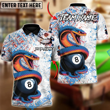 BlueJose Billiards 8-Ball Killer Viper Customized Name, Team Name 3D Shirt (4 Colors)