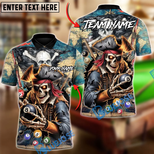 BlueJose Billiards Ball 8 Pirate Skull Master Customized Name, Team Name 3D Shirt