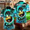 BlueJose Billiards 8-Ball & 9-Ball Yinyang Azure Dragon Awakening Customized Name, Team Name 3D Shirt (4 Colors)