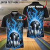 BlueJose Bowling Fireball Design Customized Name, Team Name 3D Shirt (4 Colors)