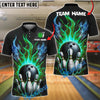 BlueJose Bowling Fireball Design Customized Name, Team Name 3D Shirt (4 Colors)