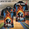 BlueJose Bowling Fireball Design Customized Name, Team Name 3D Shirt (4 Colors)