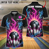 BlueJose Bowling Fireball Design Customized Name, Team Name 3D Shirt (4 Colors)