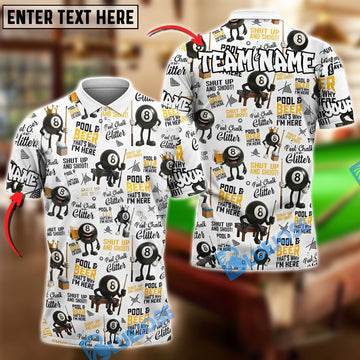 BlueJose Billiards 8 Ball Beer & Shots Personalized Name, Team Name Unisex Shirt