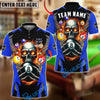 BlueJose Billiards Ball 8 Pool Skull Fire Thunder Design Personalized Name, Team Name Unisex Shirt (4 Colors)