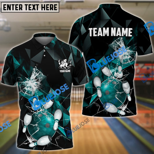 BlueJoses Bowling And Pins Broken Glass Customized Name 3D Shirt ( 6 Colors)