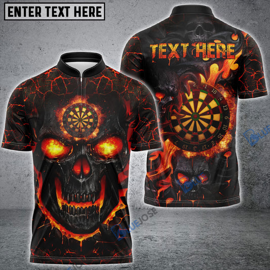 BlueJose Darts Fire Skull Personalized Name 3D Shirt