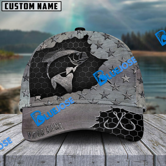 BlueJose Personalized Crappie Fishing Black Metal Pattern Classic Cap