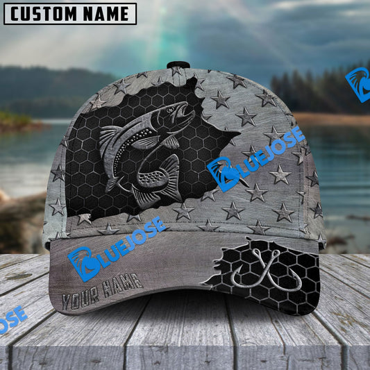 BlueJose Personalized Trout Fishing Black Metal Pattern Classic Cap