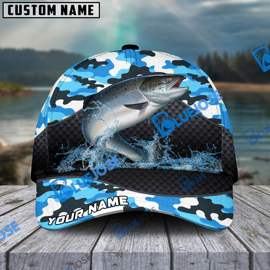 BlueJose Personalized Salmon Fishing Blue Camo Sport Classic Cap