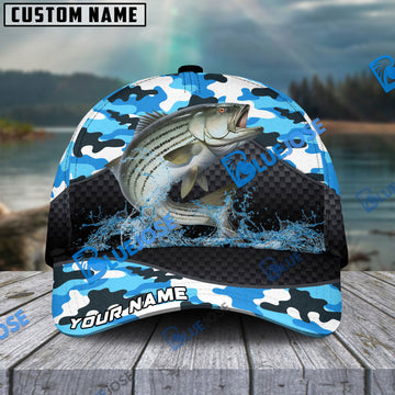 BlueJose Personalized Striped Bass Fishing Blue Camo Sport Classic Cap