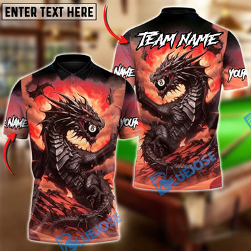 BlueJose Billiards 8 Ball Epic Black Dragon Personalized Name Shirt (4 Colors)