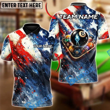 BlueJoses Billiards 8 Ball Fierce Patriotic USA Flag Magic Customized Name, Team Name 3D Shirt