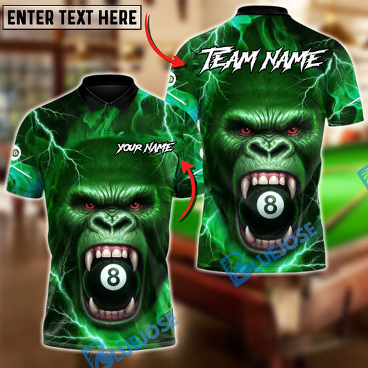 BlueJose Billiards Ball 8 Gorilla Fury Personalized Name, Team Name Unisex Shirt (4 Colors)