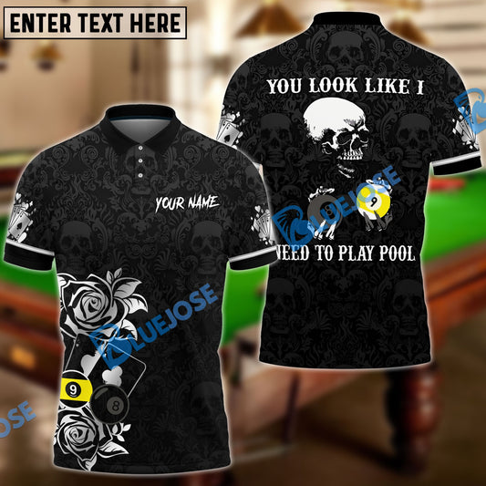 BlueJose Billiards Poker Skull Personalized Name Unisex Shirt (6 Colors)