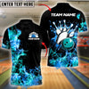 BlueJose Bowling And Pins Retro Smoke Customized Name, Team Name 3D Shirt (4 Colors)