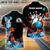 BlueJose Bowling And Pins Retro Smoke Customized Name, Team Name 3D Shirt (4 Colors)
