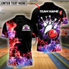 BlueJose Bowling And Pins Retro Smoke Customized Name, Team Name 3D Shirt (4 Colors)