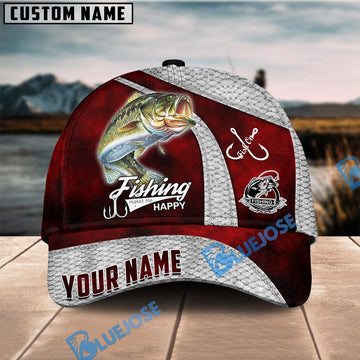 BlueJose Personalized Large Mouth Bass Fishing Classic Red Cap