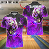 BlueJose Bowling And Pins Flame Tiger King Customized Name, Team Name 3D Shirt (4 Colors)