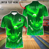 BlueJose Bowling And Pins Flame Eagle Design Customized Name, Team Name 3D Shirt (4 Colors)