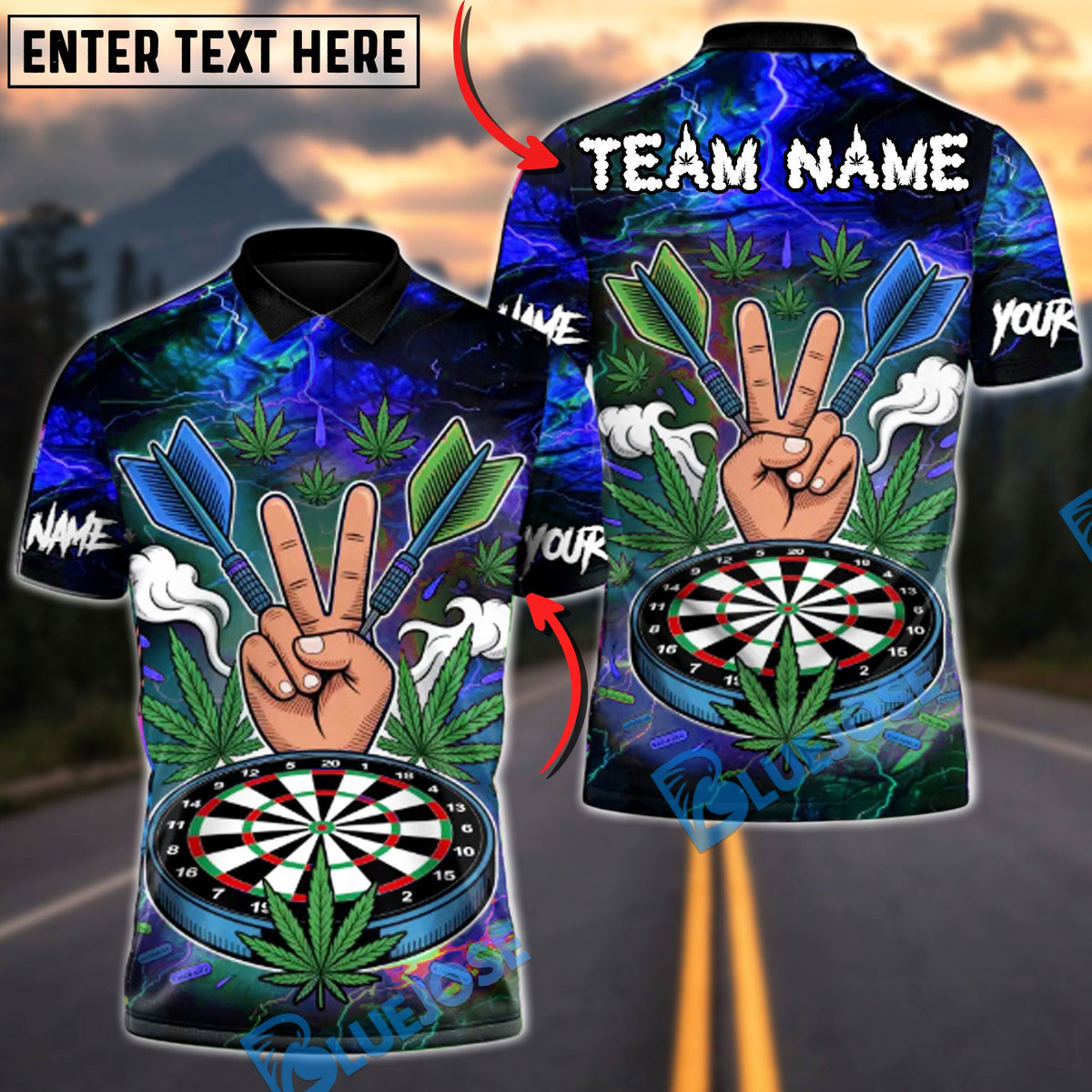 BlueJose Darts ‚ÄúPeace & Aim‚Äù 420 Dart Edition Multicolor Options Personalized Name Shirt (4 Colors)
