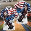 BlueJoses Bowling And Pins Eagle US Flag Retro Personalized Name, Team Name Unisex Shirt