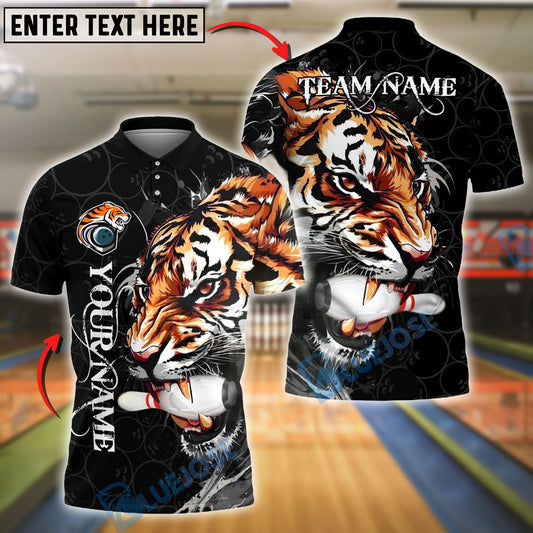 BlueJose Bowling And Pins Tiger Strike Customized Name, Team Name 3D Shirt (4 Colors)