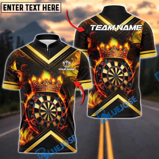 BlueJose Darts Premium Golden Dartboard With Crown Design Customized Name, Team Name 3D Shirt (4 Colors)