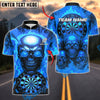 BlueJose Darts Flame Skull With Dartboard Design Customized Name, Team Name 3D Shirt (4 Colors)