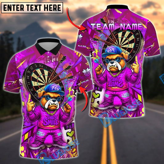 BlueJose Darts Hiphop Bulldog With Dartboard Design Customized Name, Team Name 3D Shirt (4 Colors)