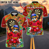 BlueJose Darts Hiphop Bulldog With Dartboard Design Customized Name, Team Name 3D Shirt (4 Colors)