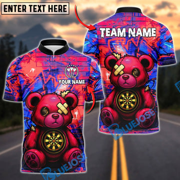 BlueJose Darts Bear Graffity Design Customized Name, Team Name 3D Shirt (4 Colors)