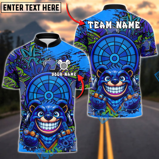 BlueJose Darts Gangster Bear Design Customized Name, Team Name 3D Shirt (4 Colors)