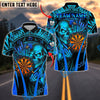BlueJose Darts Flame Skull With Dartboard Design 3 Customized Name, Team Name 3D Shirt (4 Colors)