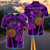 BlueJose Darts Flame Skull With Dartboard Design 3 Customized Name, Team Name 3D Shirt (4 Colors)