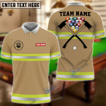 BlueJose Billiards 8-Ball Firefighter Uniform Style Printed Personalized Shirt ( 3 Colors )