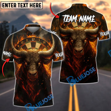 BlueJose Darts Firestorm Bullseye Personalized Name, Team Name Shirt (4 Colors)
